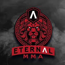 Illustration of a lions head with text: Eternal MMA