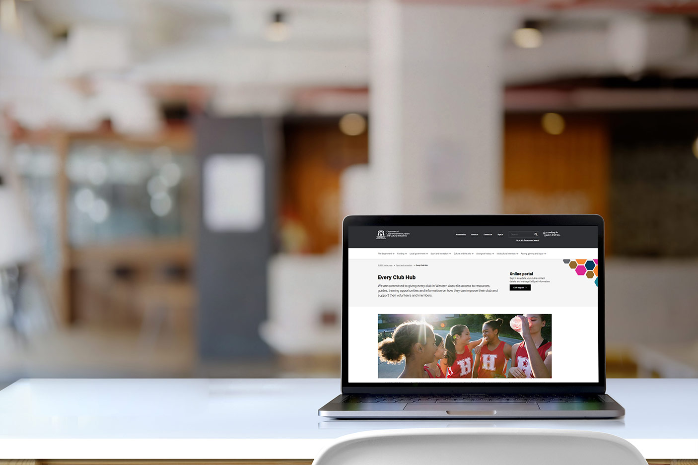 Image of the Every Club Hub displayed on a laptop