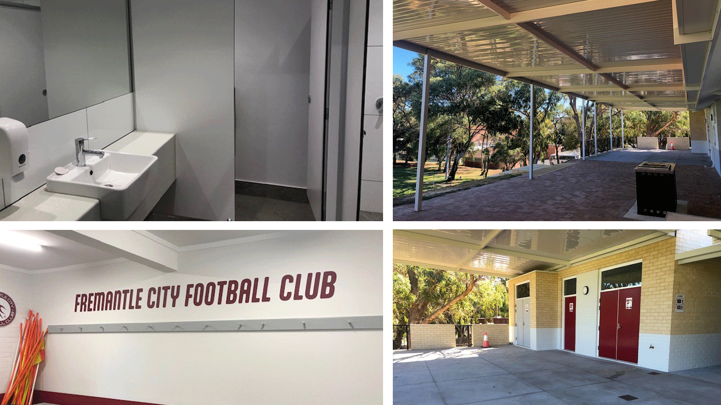 A montage of photos showing the newly upgraded Fremantle Football club facilities